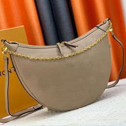 large half moon chain shoulder bag luxury designer women croissant leather zip closure hobo underarm purse handbag crossbody bag high quality