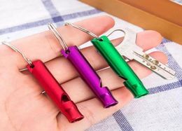 Whole Aluminum Alloy Whistle Mini Keyring Keychain Whistle Outdoor Emergency Alarm Survival Sport Camping Hunting Metal Whistl4656493