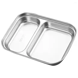 Dinnerware Sets Stainless Steel Dinner Plate Household Divided Compartment Plates Reusable Sectioned Seasoning Flatware