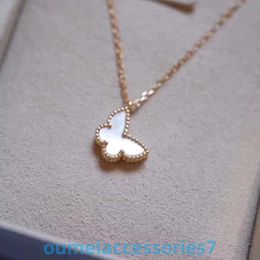 2024 Jewellery Designer Brand Vanl Cleefl Arpelspendant v 18k Rose Gold Plated Four Leaf Clover Fritillary Butterfly Collarbone Necklace for Girlfriend on Qixi
