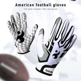 Men Women Rugby Gloves Breathable Anti-slip Full Finger Silicone Baseball American Football Gloves Adjustable Wristband Gloves 240222