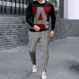 Men's Tracksuits Long Sleeve T-Shirt Trousers 2 Piece Suit Jogger Spring Sportswear Casual Oversized Tracksuit Set Male Outfit Clothing