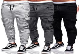 Mens Pants Harem Joggers Sweat Elastic String Cuff Drop Crotch Biker Trousers For Men 5 Colour S3XL Size9061597