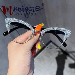 Sunglasses 1 Pairs Women Cat Eye Frame Anti Blue Light Cacual Eyeglasses For Daily Life Luxury Rhinestone Decor Party Style Glasses