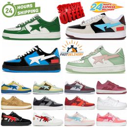 2024Designer Sta Casual Shoes Low Top Men and Women Blue Black Red Camouflage Skateboarding Sports Bapely Sneakers Outdoor Shoes Waterproof leather Size 36-45