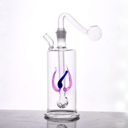 Wholesale Small Glass Oil Burner Bong Clear Pyrex Thick Bottle Bubbler Water Pipe Portable Recycler Ashcatcher Bong with Oil Nail Pipe and Silicone Tube