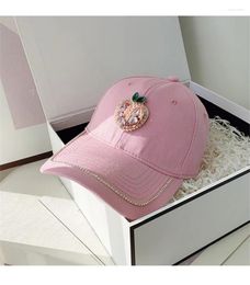 Ball Caps 202402-shi Chic Ins Holiday Street Fashion Spring Shiny Drill Fruit Lady Baseball Cap Women Leisure Hat