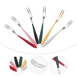Dinnerware Sets 6 Pcs Fork Small Dessert Forks Pointed Tail Stainless Steel Delicate Cake Salad