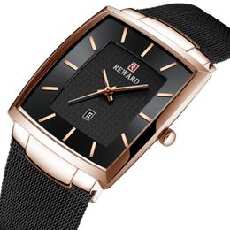 Reward 48 37mm Diameter Dial Quartz Mens Watch Calendar Comfortable Steel Mesh Belt 6MM Ultra Thin Gentlemans Watches Simple To Be306u