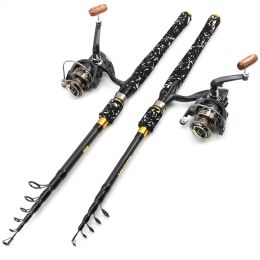 Combo Fishing Rod and Reel Set 1.8m2.7m Carbon Fiber Max Pull 3kg Lure Rod and 5.2:1 Gear Ratio Fishing Reel for Bass Pesca