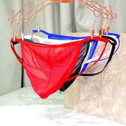 Men's Low Waisted, Sexy, Fashionable, Breathable Thong, Double Mesh T-Shirt, Fun Underwear, Trendy U Convex Bag 417853