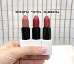 Drop TOP Quality Brand Satin Lipstick Matte lipsticks 35g Rouge a levres 3 color Waterproof Long Lasting Lip Makeup Cosme8128327