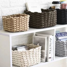 Woven Basket Cotton Rope Storage Sundries Clothing Cosmetic Organiser Book Toy Desktop Storages Nordic Style Home Decor 240229