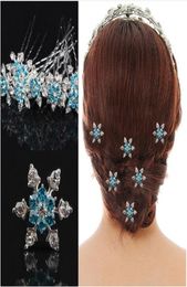 Frozen Bridal Hair Accessories Blue White Silver Plated U Pins Party Hair Accessories Wedding Head Pieces2791144