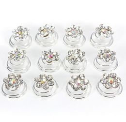 New 12 pcs Flower Clear Crystal Diamond Wedding Bridal Prom Hair s Spiral Coils Hairpins Styling Fashion Accessories1496115