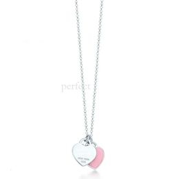 Designer Fashion Classic 925 Sterling Silver Necklace Double Heart Pendant Tiffancy Necklace For Lover Man Women Party Wedding Jewellery High Quality Tiffanyco 303