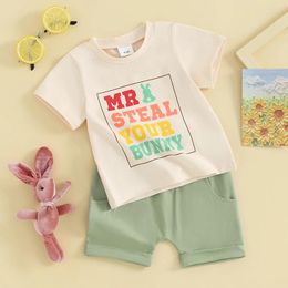 Clothing Sets Toddler Baby Boys Easter Outfits Shorts Set Letter Short Sleeve T-Shirt Suit 2Pcs Summer Clothes