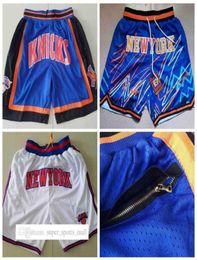 New Stitched York039039Knicks039039Mens Basketball Shorts JUST DON Mitchell and Ness With Pocket Zipper Sweatpants Mes5891521