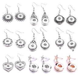 Vintage Style Metal 12mm Snap Button Earrings Heart Star Mini DIY Snaps Buttons Earring Women Jewelry