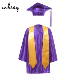 Clothing Sets Kids Graduation Gown And Cap With 2024 Badge Tassel Sash School Uniforms Set Preschool Primary Ceremony Costume