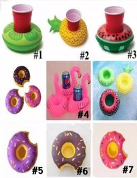 Flamingos Donut Watermelon Pineapple Inflatable Coasters Pool Donut Floating Bar Coasters Floating Drink Cup Holder Bath Toys8890812