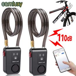 Camluxy Bluetooth Bike Lock Alarm 110dB Security Smart Bike Alarm Lock System AntiTheft Vibration Alarm for Bicycle Motorcycle 240219