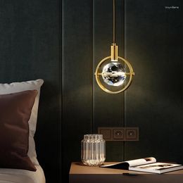 Pendant Lamps Modern Drop Light Brass Copper LED Crystal Chandeliers Lamp For Bedside Kitchen Island Bar Cafe Dining Area