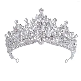 Headpieces Luxurious Silver Crown Wedding Crystals Tiara Sparkling Rhinestones Zinc Alloy Show Headdress For Birthday Party Adult Ceremony