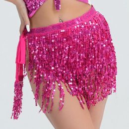 Stage Wear Women Dance Belt Skirt Sequin Tassel Belly Performance Hip Waist Scarf Clubwear Latin Hula Dress For