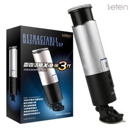 Masturbator Aircraft Cup Hands 10 Function Retractable USB Vibrator Male Full Automatic Leten X9 Piston Sex Toys for Men Y19101708780