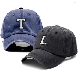 Ball Caps Bicolor Letters A-Z Embroidery Washed Cotto Baseball Cap High Quality Cotton Fashion Men Women Adjustable Snapback