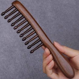 Natural Comb Head Meridian Massage Anti-static No-snags Wide Tooth Comb for Women Girl Straight Curly Hair 240226