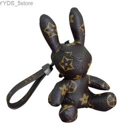 Keychains Lanyards Keychains Lanyards 6 Styles Fashion Designer Flower Print Stereoscopic Rabbit Jewellery Ring Leather Buckle Accessories 240303