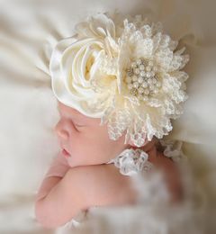 Baby Girls Head Bands Satin Flowers Lace Elastic Headband Kids Headwear Babies Beauty Headbands Children Hair Accessory A1995628369