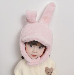 INS Kids faux fur hats children cut Rabbit ears fleece hats 2022 winter boys girls warm Ear Muff beanie cap A93497834856