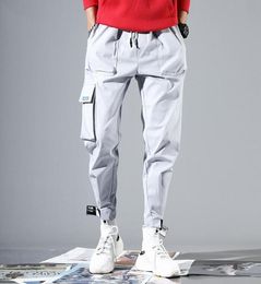 2019 Men Multipocket Elastic Waist Design Harem Pant Street Punk Hip Hop Red Casual Trousers Joggers Male Army Cargo Pants Xxxl Y3011397