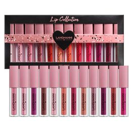 12pcsset Liquid Lipstick Lip Gloss Mirror Makeup Lip Glaze Watery Transparent Jelly Maquiagem Silkeslen Shimmery Korean Party Club 240301