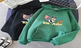 Cat Tom Mouse Jerry New Ulzzang Loose Casual Women Long Sleeve Cute Female Kawaii Print Winter Tops Hoodies Harajuku Hoodie Q09017272765