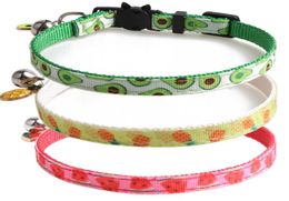 Breakaway Cat Collar with Bells Pineapple Watermelon and Avocado Patterns Adjustable Safety Kitten Collars with Pendant for Pets2555222