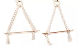 2Pcs Nordic Macrame Wall Hanging Wooden Stick Toilet Paper Holder Towel Hanger Decor4798144