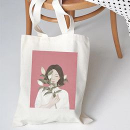 Shopping Bags Sweet Women Simple Korean Stylish Canvas Bag Literary Japanese Shoulder Girls Casual Cotton For Gifts