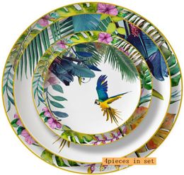 2021 design arrival kitchen el parrot partten ceramic dishes set for dinner bone china plates2062886