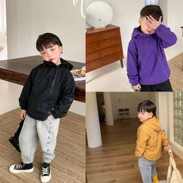 Jackets Boys Outerwear Spring Fall Children Casual Zipper Hoodies Velvet Clothes For Baby Boy 2-10 Yrs Kids Solid Windproof Coat
