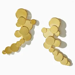 Stud Earrings Peri'sbox Unique Solid Gold Silver Plated Multi Coin Large For Women Asymmetrical Stylish Statement Jewellery In