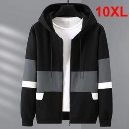 Zip Up Hoodie Men Spring Autumn Zipper Hoodies Plus Size 10XL Fashion Patchwork Jackets Male 240220