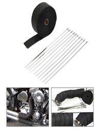 10 M Black colour fiberglass tape for motor exhaust pipe heat wrap with 6 pieces cable locking ties5935435