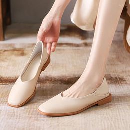 Casual Shoes Two Ways Square Toe Flats Woman Soft Pu Leather Grandma Women Sneakers Low Heels Loafers Shallow Patchwork Moccasins 2024