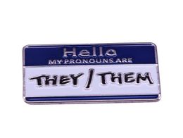 Hello My Pronouns Are Theythem Brooch Pins Enamel Metal Badges Lapel Pin Brooches Jackets Jeans Fashion Jewellery Accessories6213341