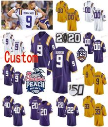 Stitched Custom 7 Tyrann Mathieu 80 Jarvis Landry 9 Joe Burreaux Burrow 91 Beriden Fehoko LSU Tigers College Women Jerseys1114145