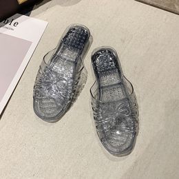 Home slippers Women's jelly clear crystal slippers Soft soles non-slip plastic slippers candy Colour casual flip-flops summer